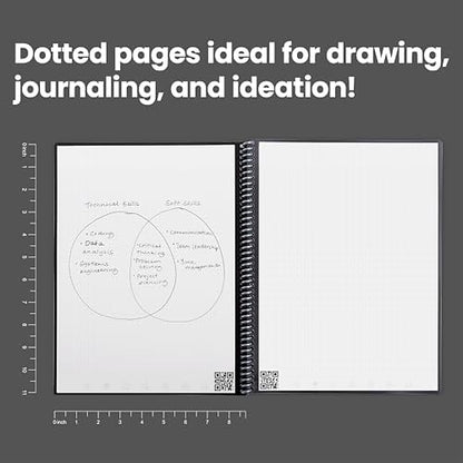 Rocketbook Core Reusable Spiral Notebook, Letter Size 8.5x11, Teal - Dotted Pages, App-Connected, Erasable, Durable Cover, Ideal for School, Work, and Creative Projects