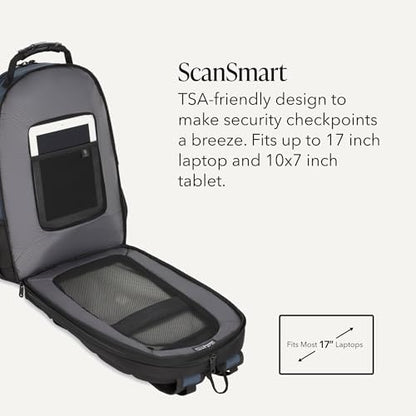 SWISSGEAR 1900 ScanSmart Laptop Backpack, Fits Most 17-Inch Laptops, TSA-Friendly Lay-Flat Design, RFID Protection, and Tablet Pocket, Black, 31L, 18.5-Inch