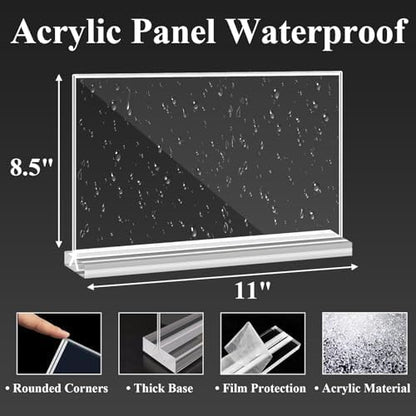 Arrobust Acrylic Sign Holder 8.5x11 Inches 6 Pack Horizontal, T -Shaped Double Sided Clear Paper Frames, PlasticTable Menu Display Holder, Document Flyer Table Stand for Office, Store, Restaurant