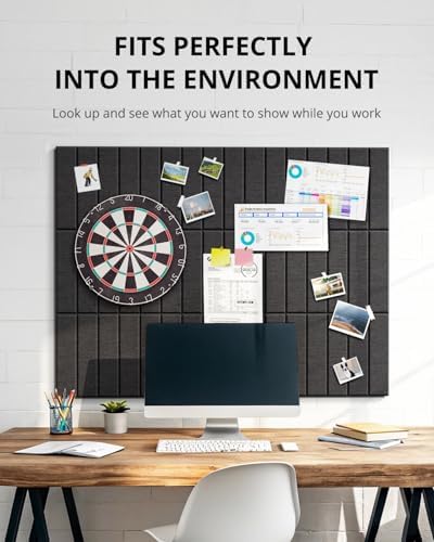 Cork Board, 36''x24'' Felt Bulletin Board with Self Adhesive Black