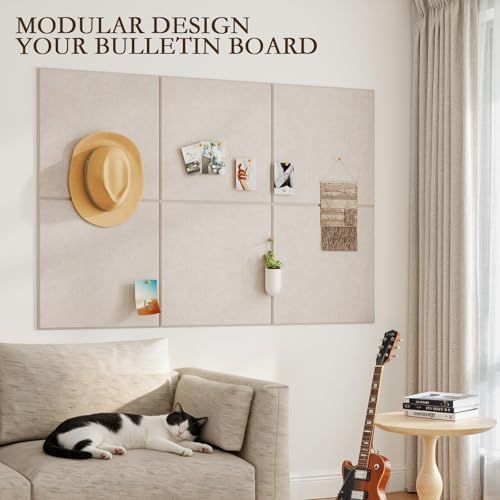 JBER Cork Board Alternative, 6 Pack 36" x 24" Felt Board, Light Camel