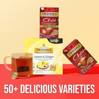 Twinings Spiced Apple Chai Black Tea Bags, 20 CT Box (6 Pack)