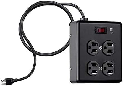 Monoprice Heavy Duty Metal Surge Protector - 4 Outlet Power Strip, 180 Joules, UL Certified, 6 Feet Cable, Black