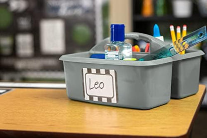 Teacher Created Resources Gray Portable Plastic Storage Caddy 6-Pack for Classrooms, Kids Room, and Office Organization, 3 Compartments