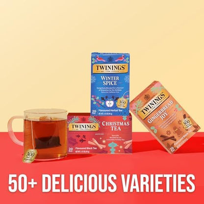 Twinings Christmas Tea, Holiday Spiced Black Tea Bags, 20 CT Box (6 Pack)