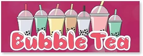 Bubble Tea 36" x 14" Decal | Advertise Your Business | All Weather Can Apply to Any Surface | Boba Milk Truck Advertising Displays | Made in The USA