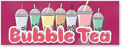 Bubble Tea 36" x 14" Decal | Advertise Your Business | All Weather Can Apply to Any Surface | Boba Milk Truck Advertising Displays | Made in The USA