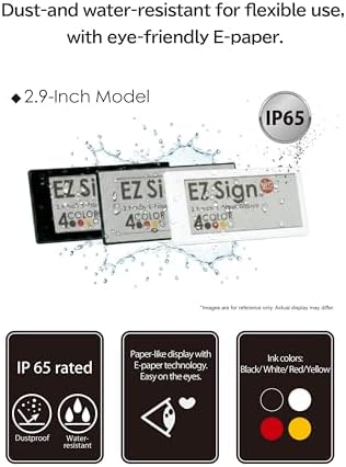 [Santek] EZ Sign NFC E-Paper Display – No Battery, Ultra-Thin 0.13”, Rewritable 4-Color Digital Display, App-Controlled (iOS/Android/PC), IP65 (Silver, 2.9" 6pcs, No Stand and Clip Included)