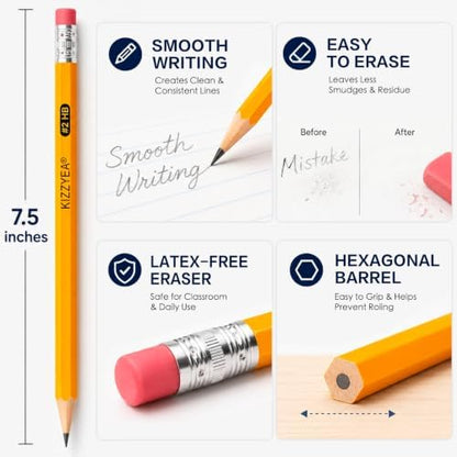 Wood-Cased #2 HB Pencils Bulk Pack 1000 Pencils Pre-Sharpened 24 Sharpeners