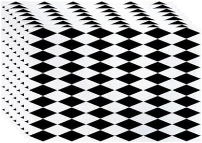 Batmerry Black White Diamond Linen Placemats Set of 8, Art Black and White Harlequin Washable Table Mats for Kitchen Table Thickened Heat Insulation Dining Set Indoor Outdoor 12X18 in
