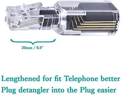 (Value Pack of 20 360° Phone Cord Detangler Landline Telephone Extended Rotating Black