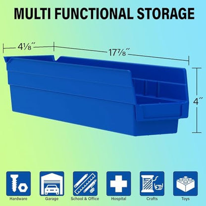Akro-Mils 30128 Heavy Duty Plastic Shelf Bins, 18"x 4"x 4", Yellow, 12-Pack