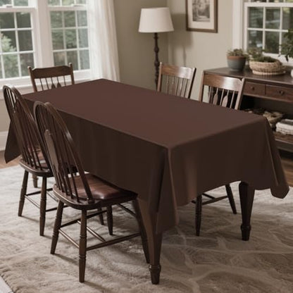 CXPSINC 54 Inch X 300 Feet Plastic Table Cover Roll Disposable Tablecloth with Slide Cutter for All Type/Shape Tables | Party, Banquet, Birthdays, Weddings(Brown, 300 Feet)