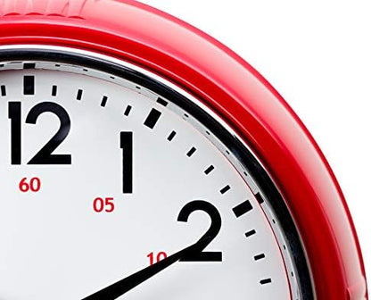 Kiera Grace Wall Clock, 9.5 Inch, Retro Red ClassicWall Clocks Battery Operated, Vintage Silent Non Ticking Home Decor for Living Room, Kitchen, Bathroom