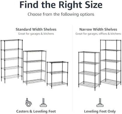 Amazon Basics 5-Shelf Adjustable Heavy Duty Steel Wire Storage Shelves for Garage, Kitchen, Easy Assembly, 36" x 14" x 72", Black