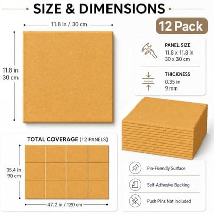 Felt Bulletin Board Tiles, Cork Board Alternative, 48 x 36 in