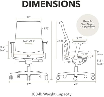 HON Ignition 2.0 Ergonomic Office Chair, Lumbar Support, Quicksand