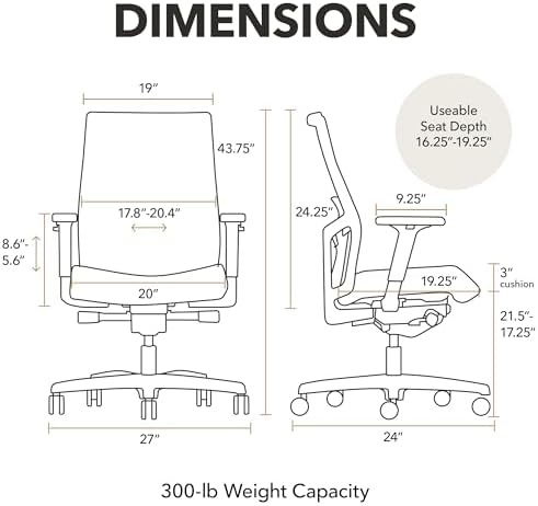 HON Ignition 2.0 Ergonomic Office Chair, Lumbar Support, Office Desk, Black