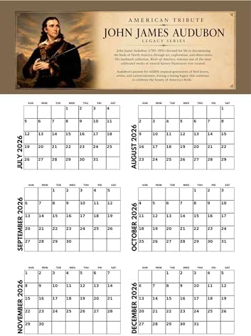 JJ Audubon Tribute Barn Owl Calendar 2027 Monthly Wall Calender 12 Month
