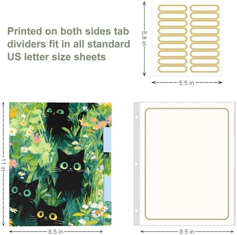 Rouidr 3 Ring Binder, 2 Inch Round Ring Binder Organizer with Clipboard, 5 Dividers Tabs, A4 8.5 x 11 Inch Paper & Clear Sleeves for School, Office Supplies