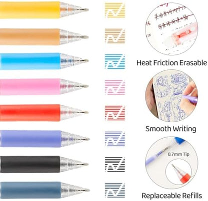 Retractable Erasable Gel Pens Clicker,Fine Point 0.7mm Smooth Writing Pens,Cute Pens For Writing Journaling Taking Notes School Office Home. (24 Colors)