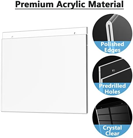 MaxGear Acrylic Wall Mount Sign Holder, 8.5 x 11 Landscape, 12 Pack