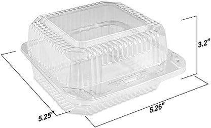 MT Products Cake Slice Container 5.25" x 5.26" x 3.17" - Clear Square Plastic Containers for Food - Disposable Dessert Containers - Deep Sandwich Containers (40 Pieces) - Made in the USA