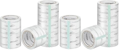 Amazon Basics 2.83 Inch Wide Packing Tape, Fits 3-Inch Dispensers, Crystal Clear, Low Odor, for Moving, Storage, Shipping and Sealing Boxes, 54.6 Yards, 12-Pack