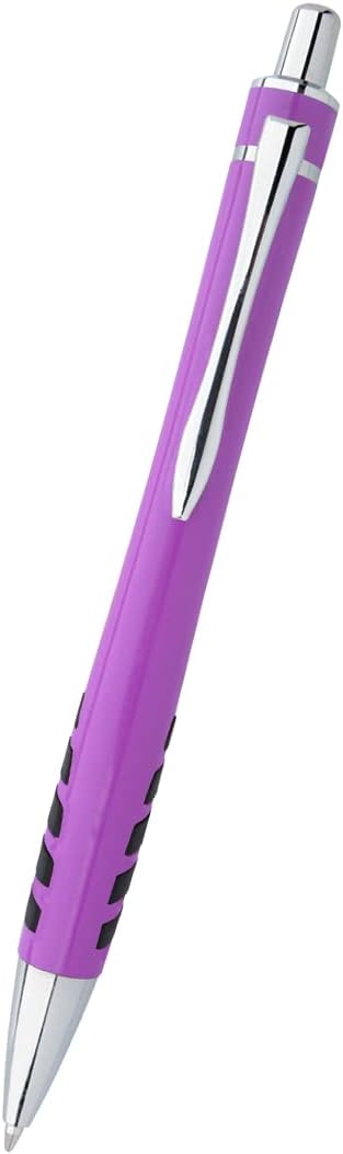 ExpressDesigns™ - Your Name or Imprint on our Custom Printed Addison Ballpoint Pen - Rubber Grip For Writing Comfort And Control, black ink, medium point - 12 Pack (Purple)