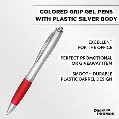 DISCOUNT PROMOS Colored Grip Gel Pens Set of 10, Bulk Pack - Great for Office, School, Business, Tradeshows, Events - RedBI