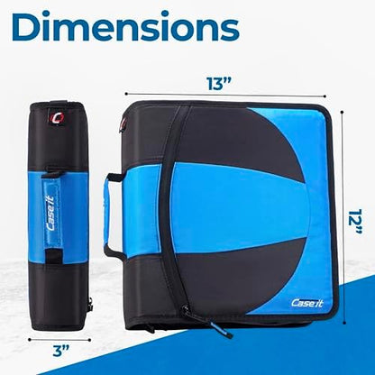 Case-it Dual Binder | Two 1.5" D-Rings | 600-Sheet | Dual-101 Denim Blue