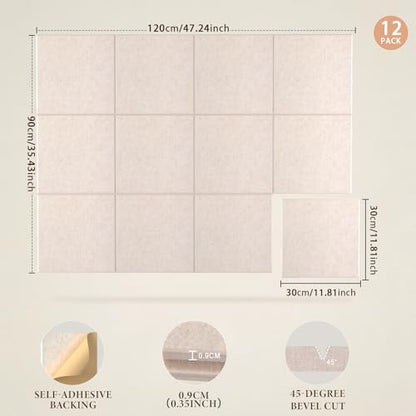 JBER Cork Board Alternative, 12 Pack 48" x 36" Felt Board, Light Camel