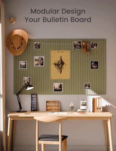 Fluxynara 48" x 36" Large Felt Bulletin Board, Olive Green