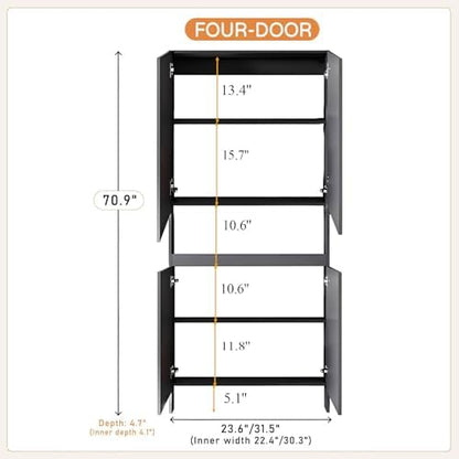 LINLIUA Behind the Door Bookshelf, 5 Shelf Behind Door Shelves with Storage, Space-Saving Wall Mount Narrow Bookcase Cabinet for Living Room Bedroom