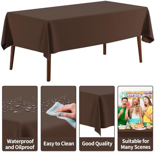 CXPSINC 54 Inch X 300 Feet Plastic Table Cover Roll Disposable Tablecloth with Slide Cutter for All Type/Shape Tables | Party, Banquet, Birthdays, Weddings(Brown, 300 Feet)