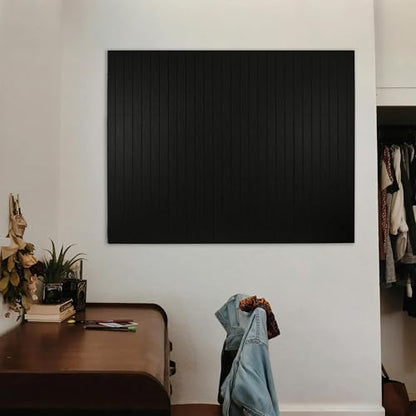 Cork Board Alternative-Felt Slat Wall Paneling,Office Bulletin Board for Decoration, Suitable for Displaying Photos and Documents, with Removable Adhesive Labels,12-Pack (Black)