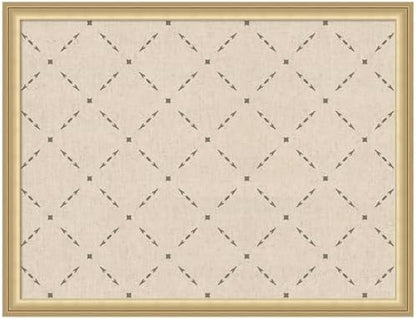 Kate and Laurel Framed Fabric Pinboard 26 x 20, Green Lattice Pattern Printed Linen Classic Bulletin Board for Use as a Vision Board or Wall Organization, Florence Gold Frame