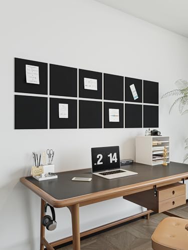 Thick Felt Pin Board Tiles 12 Pack, 11.8x11.8 Bulletin Board for Wall