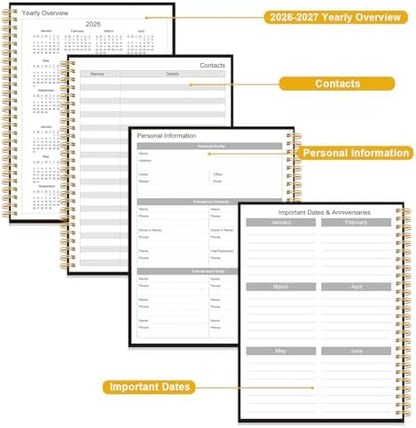 Daily Planner 2026-2027 - July 2026 to June 2027, 7" x 10", Black
