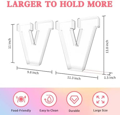 13.8" Acrylic Letter Charcuterie Tray,Fillable Alphabet Box (Letter V)