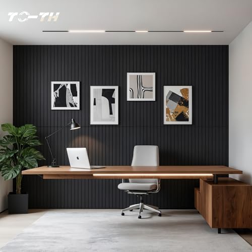 TO-TH Sound Absorbing Panels Wood Grain Acoustic Wall Panel 10 Pack, Smoky