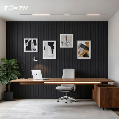 TO-TH Sound Absorbing Panels Wood Grain Acoustic Wall Panel 10 Pack, Smoky