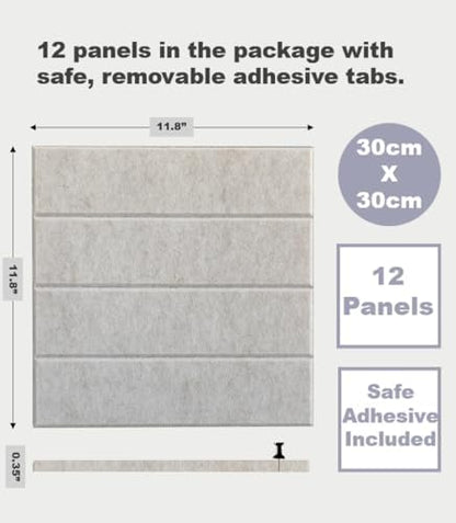 Felt Bulletin Board Tiles | Modern Cork Board Alternative | Large Cork Boards for Walls | Aesthetic Felt Wall Panels for Office & Home Decor | Pinboard & Photo Board (12-Pack) | Ivory