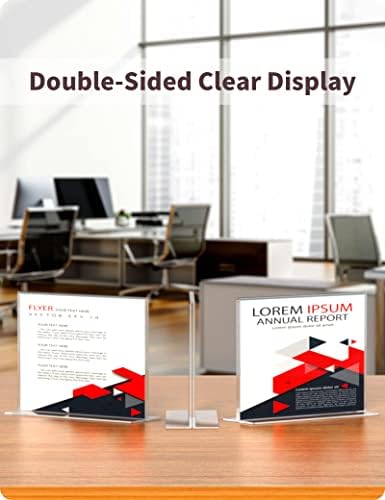 NIUBEE Acrylic Sign Holder 8.5 x 11 Horizontal T-Shape Flyer Stand 3 Pack