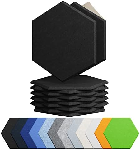 12 Pack Hexagon Acoustic Panels Self Adhesive Sound Proof Foam(Black)