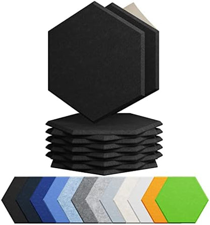 12 Pack Hexagon Acoustic Panels Self Adhesive Sound Proof Foam(Black)