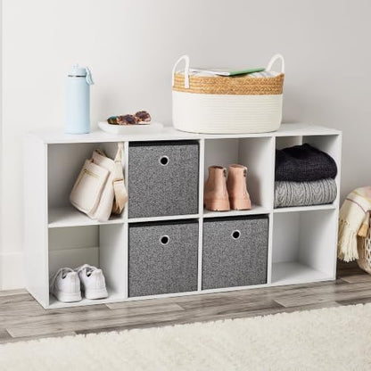 White 8-Cube Storage Organizer Bookcase, Convertible Vertical & Horizontal Cubby Shelving Unit, Open And Closed Back Compartment Compatible With Fabric Bins