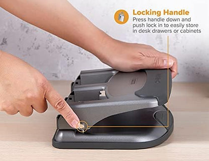 Bostitch EZ Squeeze Heavy Duty 3 Hole Punch, 40 Sheet Capacity, Gray