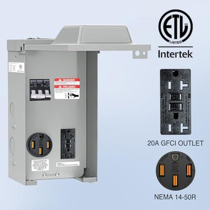 Nilight 20 50 Amp RV Power Outlet Box with Breaker NEMA 14-50R GFCI Camper