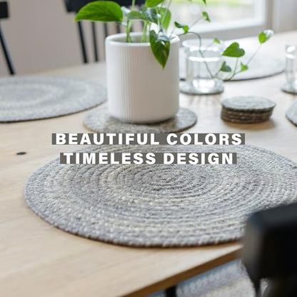 Homespice Grey Cloud Braided Trivets Ideal as Hot Pads, Round 8" Set of 3